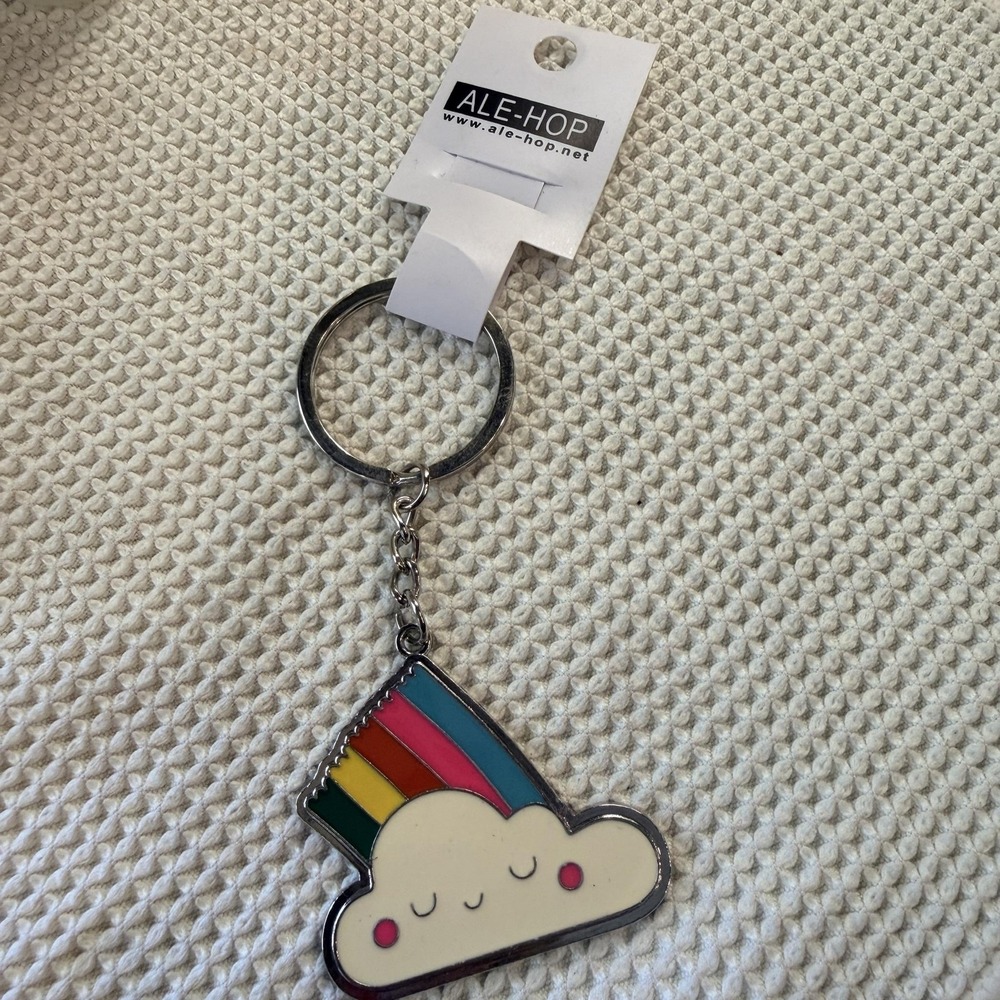 Rainbow‎ Cloud Enamel Silver Tone Metal Keychain Key Ring Vive Cada Dia Ilusion